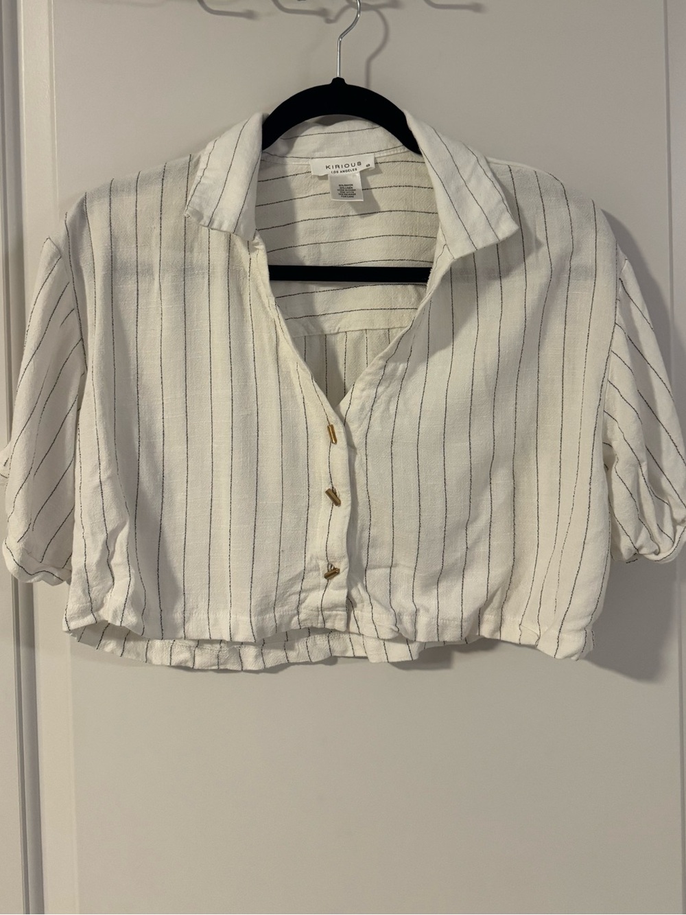 Kirious White Striped Cropped Button-Front Shirt Women’s Size Medium